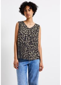 Street One Damen Blusentop, schwarz, casual, Gr. 36, animal-print, Stoff, 100% Viskose, Blusen, mit allover Print