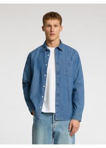 Selected Homme Herren Langarmhemd "SLHREGCARLO DENIM LS SHIRT NOOS", blau, modisch, Gr. S, unifarben, Web, Obermaterial: 100% Baumwolle, Hemden