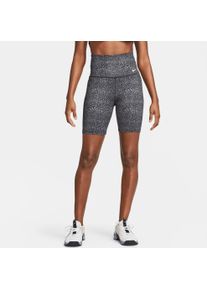 Nike Damen Trainingstights "One Dri-FIT Women's Mid-Rise " All-Over-Print Shorts", schwarz, sportlich, Gr. XL, Obermaterial: 79% Polyester, 21%