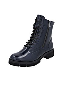 Remonte Damen Schnürstiefelette, Gr. 43, blau, Lacklederimitat, glänzend, modisch, Schuhe, Schnürboots, Stiefelette, Profilsohle, mit