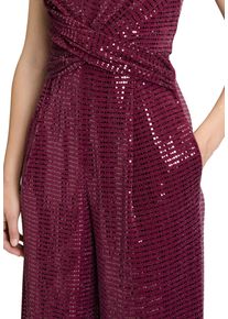 Vera Mont Damen Overall "Vera Mont Jumpsuit im Glitzer-Look", rot, elegant, Gr. 48, Jersey, Obermaterial: 86% Polyamid, 9% Polyester metallisiert, 5%