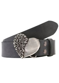 Damen Ledergürtel, grau, casual,modisch, Gr. 85, RETTUNGSRING BY SHOWROOM 019, unifarben, Leder, Gürtel, mit austauschbarer Schließe »Rosenherz Halb«