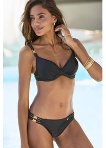 JETTE Damen Bügel-Bikini "Giulia", schwarz, Gr. 38, leicht glänzend, Polyamid, Bikini-Sets, mit goldfarbener Glanzbeschichtung und Accessoires