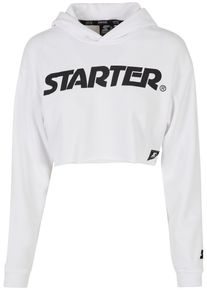 Damen Rundhalspullover "Starter Black Label Damen Ladies Starter Cropped Hoody", weiß, casual, Gr. L, STARTER Black Label, unifarben, 65% Baumwolle,