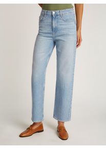 Tommy Jeans Damen Straight-Jeans "LAYLA HR SLIM STR", blau, casual, Gr. 32, unifarben, Denim/Jeans, Obermaterial: 99% Baumwolle, 1% Elasthan, Jeans,