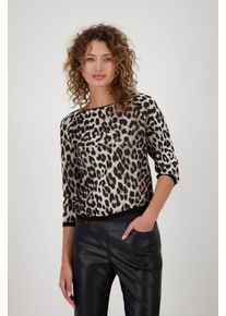 monari Damen 3/4 Arm-Pullover "Pullover Leo allover", schwarz, modisch, Gr. 46, gemustert, animal-print, mehrfarbig, Web, Obermaterial: 75% Viskose,