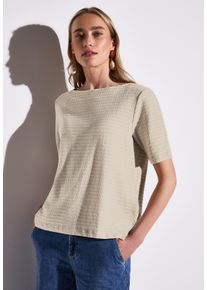 Street One Damen T-Shirtmoonstone sand, casual, Gr. 46, Strukturmuster, Jersey, Obermaterial: 85% Baumwolle, 12% Polyester, 3% Elasthan, Shirts, mit