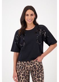 monari Damen Sweatshirt, schwarz, modisch, Gr. 40, unifarben, Single Jersey, Obermaterial: 85% Baumwolle, 15% metallisierte Fasern, Sweatshirts, mit