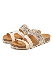 Lascana Damen Pantolette "Mule, Sandale, offener Schuh, Sommerschuh", Gr. 36, beige, Obermaterial: 50% Synthetik, 50% Textilmaterial. Decksohle: 100%