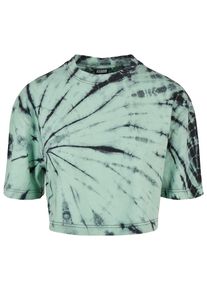 Urban Classics Herren Kurzarmshirt "Urban Classics Damen Ladies Oversized Cropped Tie Dye Tee", grün, casual, Gr. 4XL, Batikmuster, 100% Baumwolle,