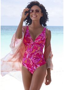 Vivance Damen Badeanzug "Pretty", pink, Gr. 36, bedruckt, Paisleymuster, Recycling-Polyamid, Badeanzüge, mit V-Ausschnitt und modischem Paisleymuster