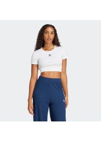 Damen T-Shirt "ESS RIB TEE", weiß, sportlich, Gr. L, adidas originals, Obermaterial: 46% Baumwolle, 45% Viskose, 9% Elasthan, Shirts