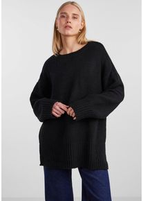 Pieces Damen Rundhalspullover "PCNANCY LS LOOSE O-NECK KNIT NOOS BC", schwarz, casual, Gr. XS, unifarben, Strick, Obermaterial: 77% Polyester, 20%