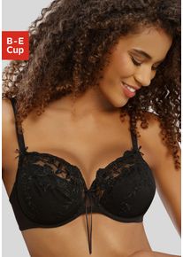 Nuance Damen Bügel-BH, Gr. 80, schwarz, Spitze, Obermaterial: 50% Polyester, 30% Polyamid, 20% Elasthan, sexy, BHs, mit Stickerei Spitze in floraler