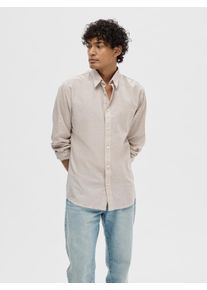 Selected Homme Herren Leinenhemd "SLHSLIMNEW-LINEN SHIRT LS NOOS", weiß, modisch, Gr. S, unifarben, Web, Obermaterial: 71% Baumwolle, 29% Leinen,