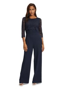 Vera Mont Damen Overall "Vera Mont Jumpsuit mit Spitze", blau, festlich, Gr. 42, Obermaterial: 95% Polyester, 5% Elasthan. Futter: 100% Polyester.,