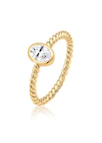 Elli Premium Damen Verlobungsring "Verlobungsring Topas Weiß 925 Sterling Silber vergoldet", 56mm, Silber 925 (Sterlingsilber), 1.5mm, gold, Silber
