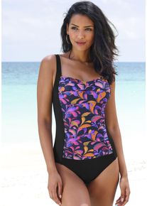 Vivance Damen Badeanzug, schwarz, Gr. 38, Print-Einsatz, Polyamid, Badeanzüge, mit bedrucktem Einsatz und Shaping-Effekt