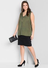 sheego Damen Bleistiftrock, schwarz, Gr. 58, unifarben, 97% Baumwolle, 3% Elasthan, Röcke