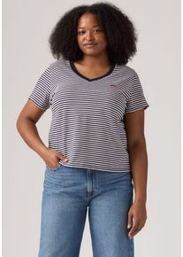 LEVI'S® PLUS LEVI'S PLUS Damen T-Shirt "PL PERFECT VNEC"indigo stripe navy b, casual, Gr. 4XL, gestreift, Single Jersey, Obermaterial: 100% Baumwolle, Shirts