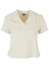 Urban Classics Damen Kurzarmshirt "Urban Classics Damen Ladies Towel Polo Tee", weiß, casual, Gr. 4XL, unifarben, 100% Baumwolle, Shirts