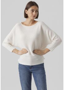 Véro Moda VERO MODA Damen 3/4 Arm-Pullover "VMNORA 3/4 BOATNECK BLOUSE NOOS", weiß, modisch, Gr. M, unifarben, Rippstrick, Obermaterial: 63% Polyester, 34%