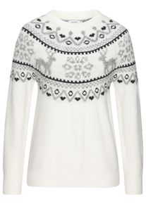Lascana Damen Norwegerpullover, weiß, modisch, Gr. 32, gemustert, Norwegermuster, Strick, Obermaterial: 84% Polyacryl, 8% Polyamid, 6% Polyester, 2%