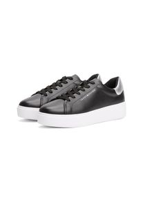 Tommy Hilfiger Damen Plateausneaker "ESSENTIAL PLATFORM COURT SNEAKER", Gr. 41, silber, Leder, sportlich, Schuhe, Freizeitschuh, Halbschuh,