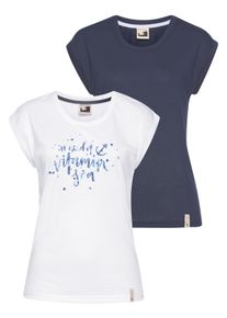 Damen T-Shirt, blau, casual, Gr. 44, OCEAN SPORTSWEAR, Single Jersey, Obermaterial: 65% Polyester, 35% Viskose, Shirts, Kurzarm mit Aufschlag,