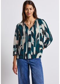 Street One Damen Shirtbluse, blau, casual, Gr. 38, bedruckt, Web, Obermaterial: 100% Viskose, Blusen, 3/4 -Arm mit grafischem Muster