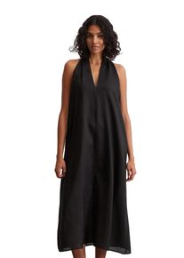 Marc O'Polo MARC O'POLO Damen Midikleid "mit drapiertem Rücken-Effekt", schwarz, Gr. 38, unifarben, Obermaterial: 100% Ramie, Kleider