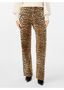 Y.A.S Damen High-waist-Jeans "YASLEONORA HW DENIM JEANS NOOS", braun, modisch, Gr. 28, bedruckt, animal-print, Denim/Jeans, Obermaterial: 95%