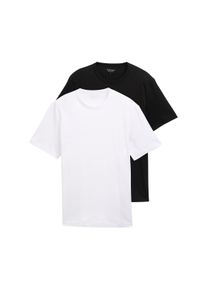 Tom Tailor Herren T-Shirt, schwarz, casual, Gr. L, unifarben, Single Jersey, Obermaterial: 100% Baumwolle, Shirts, mit Ton-in-Ton Logo