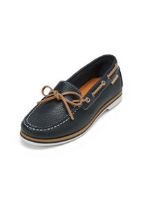 Marc O'Polo MARC O'POLO Damen Mokassin "aus genarbtem Rindleder", Gr. 42, blau, Obermaterial: 100% Leder (Rind), unifarben, Schuhe