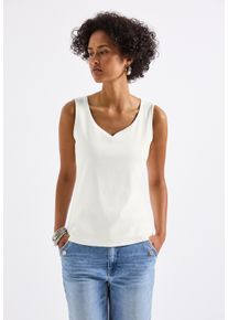 Street One Damen Trägertop, weiß, casual, Gr. 42, unifarben, Web, 95% Baumwolle, 5% Elasthan, Tops, aus Baumwolle mit Stretchanteil