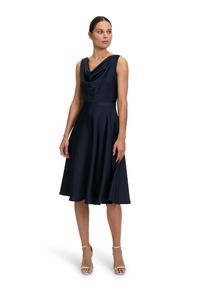 Vera Mont Damen Cocktailkleid "Vera Mont Cocktailkleid mit Wasserfallausschnitt", blau, feminin, Gr. 38, Satin, Obermaterial: 100% Polyester. Futter: