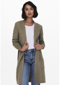 Only Damen Longstrickjacke "ONLJADE L/S CARDIGAN KNT NOOS", grau, casual, Gr. S, colorblocking, Grobstrick, Obermaterial: 81% Polyacryl, 19%