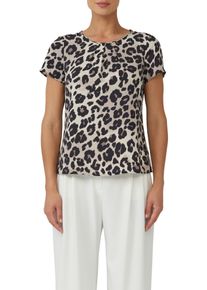 Damen Kurzarmbluse, schwarz, casual, Gr. 44, s.Oliver BLACK LABEL, bedruckt, Cru00eape, Obermaterial: 100% Viskose, Blusen, mit All-Over Print