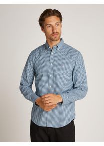 Tommy Hilfiger Herren Businesshemd "FLEX POPLIN GINGHAM RF SHIRT", blau, klassisch, Gr. S, kariert, Popeline, Obermaterial: 100% Baumwolle, Hemden,