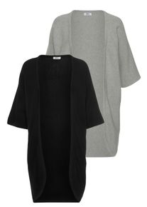 Flashlights Damen Longstrickjacke, schwarz, Basic, Gr. 52, unifarben, Strick, Obermaterial: 50% Baumwolle, 50% Polyacryl. Obermaterial Melange: 100%