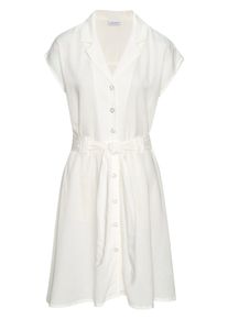 Lascana Damen Hemdblusenkleid, weiß, modisch, Gr. 46, unifarben, Web, Obermaterial: 58% Viskose, 28% Baumwolle, 14% Leinen, Kleider, aus Leinenmix