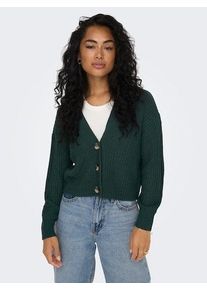 Only Damen Strickjacke "ONLCAROL NICE L/S CARDIGAN KNT NOOS", grün, modisch, Gr. M, unifarben, Strick, Rippstrick, Obermaterial: 100% Polyacryl,