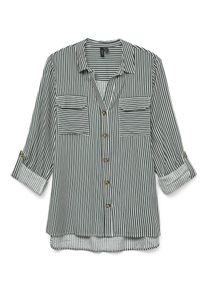 Véro Moda VERO MODA Damen Hemdbluse "VMBUMPY L/S SHIRT NEW WVN GA NOOS"pine grove stripes:snow weiß, modisch, Gr. L, gestreift, Web, Obermaterial: 100%