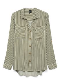 Véro Moda VERO MODA Damen Hemdbluse "VMBUMPY L/S SHIRT NEW WVN GA NOOS"capulet olive stripes:snow weiß, modisch, Gr. XL, gestreift, Web, Obermaterial: 100%
