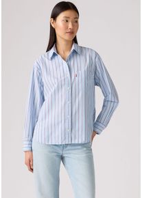 Levi's LEVI'S Damen Langarmbluse "HARLIE NEW BF S"hug stripe chambray, casual, Gr. M, gestreift, Web, Obermaterial: 100% Baumwolle, Blusen, mit Brusttasche