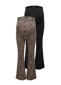 Only Maternity Damen Umstandsleggings "OLMLOVELY LEO FLARED PANT 2-PACK NOOS"schwarz pack:schwarz aop leopard, modisch, Gr. L, bedruckt,