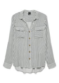 Véro Moda VERO MODA Damen Hemdbluse "VMBUMPY L/S SHIRT NEW WVN GA NOOS"snow weiß stripes:eva india ink, modisch, Gr. XL, gestreift, Web, Obermaterial: 100%