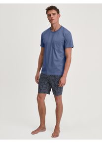 Calida Herren Shorty "Relax Imprint 6", Gr. Lcoastal fjord, Single Jersey, Obermaterial: 100% Baumwolle, casual, Homewear-Sets, kurzarm, Rundhals,