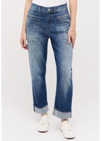 Angels Damen Relax-fit-Jeans "LIBERTA TU"mid blau used destroyed, casual, Gr. 44, Denim/Jeans, Obermaterial: 78% Baumwolle, 20% Polyester, 2%