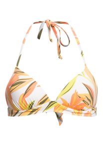 Roxy Damen Triangel-Bikini-Top "Printed Beach Classics", weiß, Gr. XL, 87% Nylon, 13% Elasthan, Bikini-Oberteile